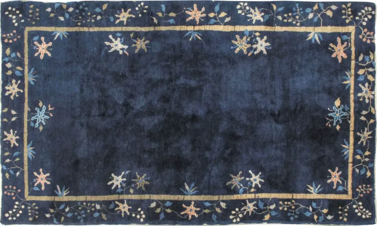 Art Deco Chinese Rug 4' X 6'7 - Blue - Blue