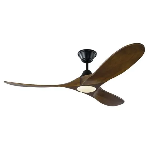 Visual Comfort - Maverick LED Ceiling Fan - Dark Walnut - Brown - 3 Blades, Hand-Held Remote Control, Energy Efficient, 6 Speed DC Motor