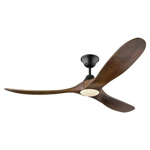 Visual Comfort - Maverick LED Ceiling Fan - Dark Walnut - Brown - 3 Blades, Hand-Held Remote Control, Energy Efficient, 6 Speed DC Motor