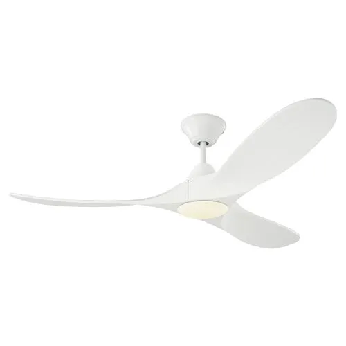 Visual Comfort - Maverick LED Ceiling Fan - Matte White - 3 Blades, Hand-Held Remote Control, Energy Efficient, 6 Speed DC Motor