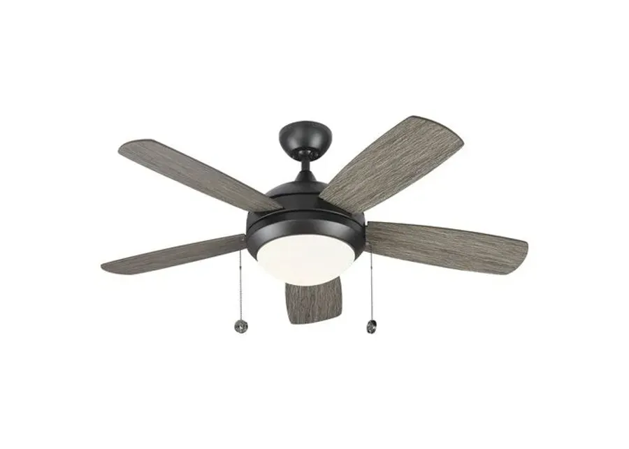 Visual Comfort - Discus Classic II Ceiling Fan - Weathered Oak - Gray - 5 Blades, Energy Efficient