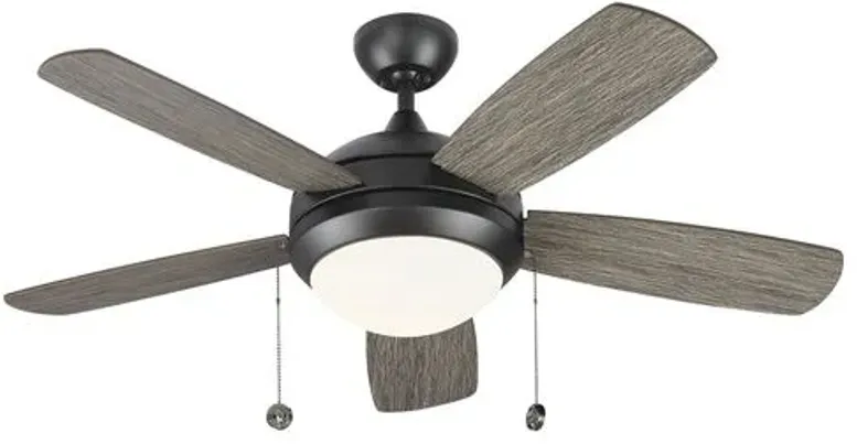 Visual Comfort - Discus Classic II Ceiling Fan - Weathered Oak - Gray - 5 Blades, Energy Efficient