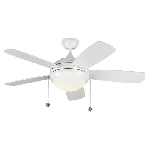 Visual Comfort - Discus Classic II Ceiling Fan - White - 5 Blades, Energy Efficient