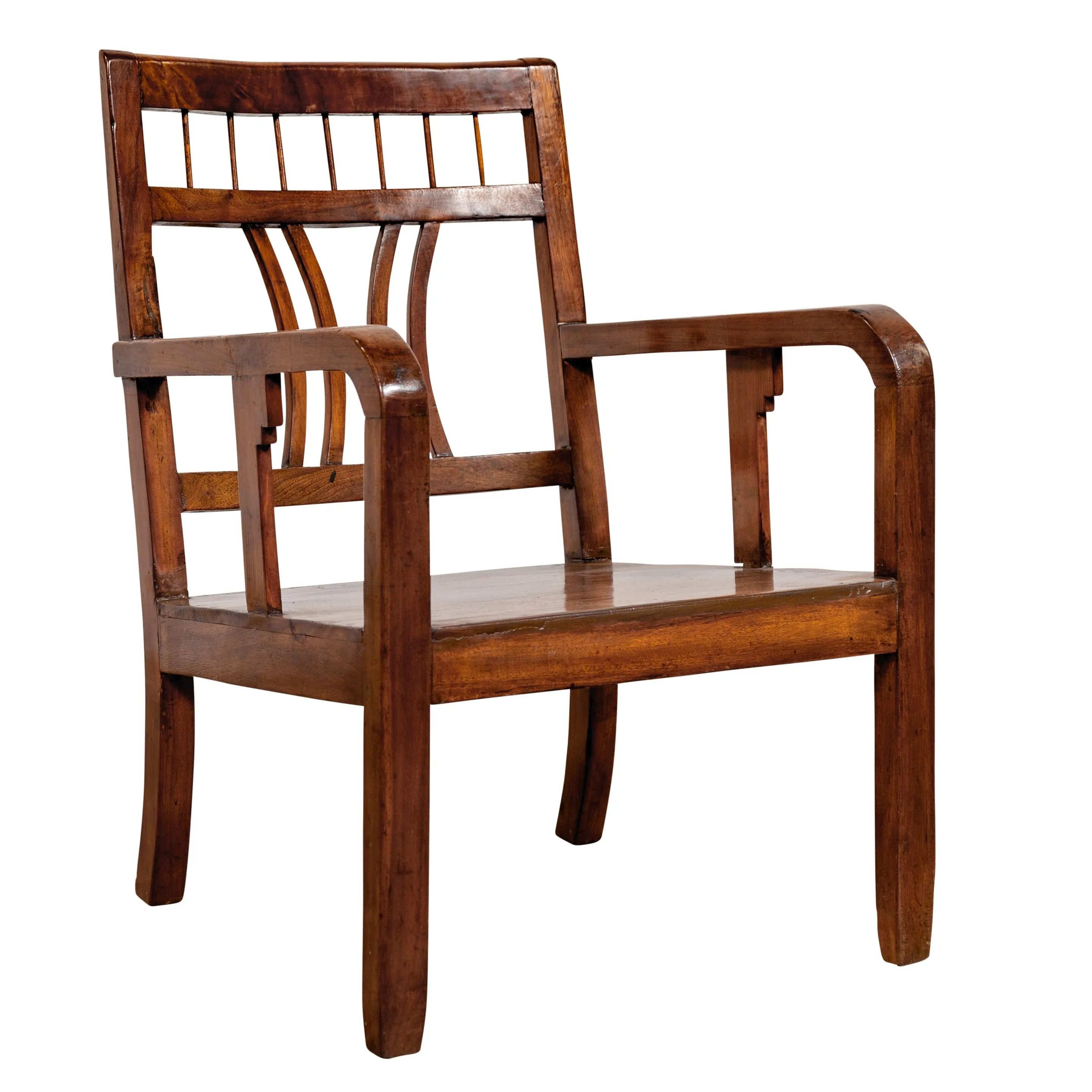 Chinese Art Deco Style Elmwood Armchair - FEA Home - Brown