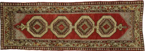 Turkish Oushak Runner - 3 9 10 8 - Esmaili Rugs & Antiques - Red - Red - Hand Knotted