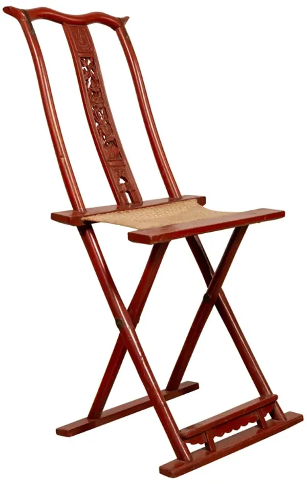 Chinese Red Lacquered Folding Chair - FEA Home