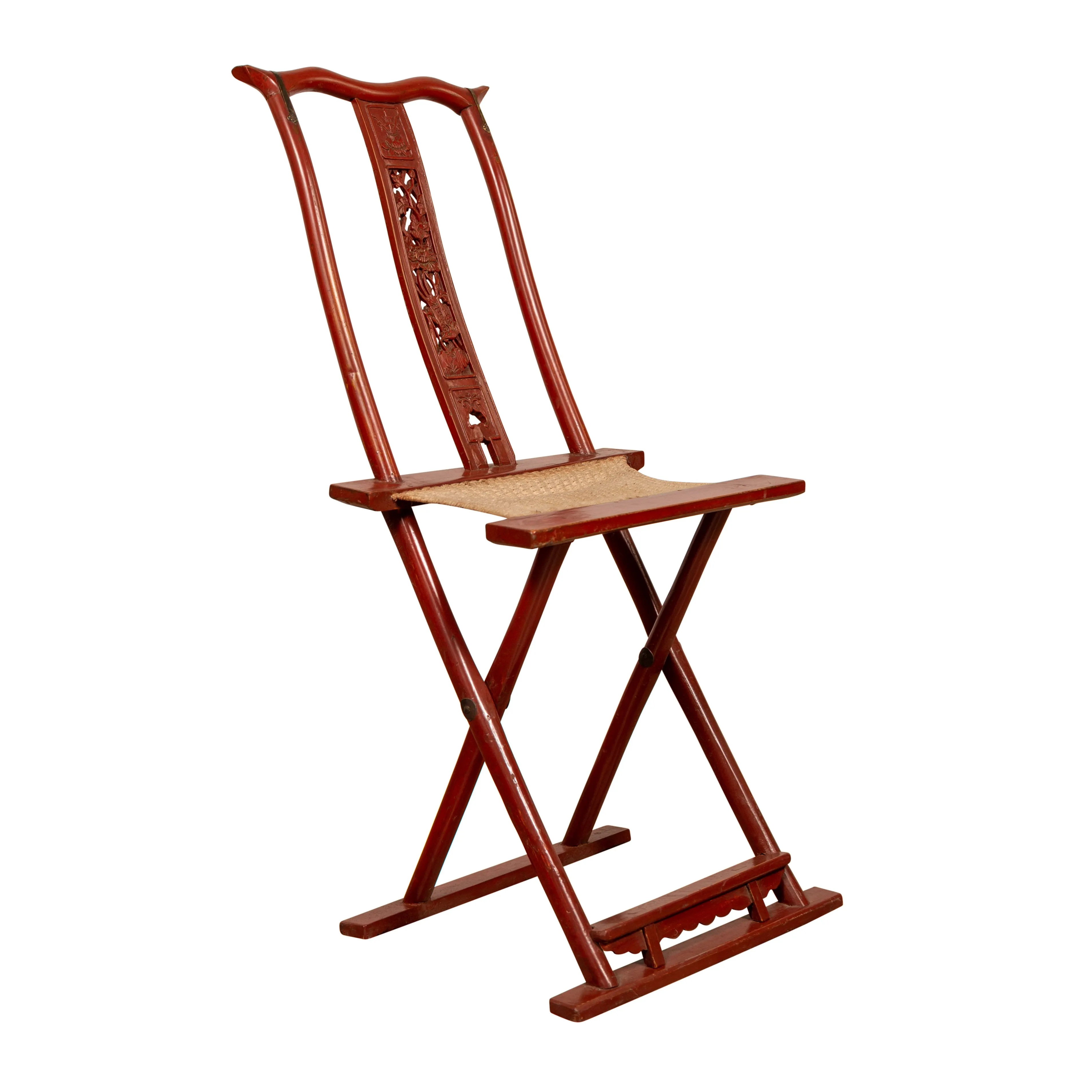 Chinese Red Lacquered Folding Chair - FEA Home