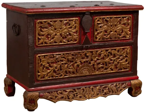 Madura Hand Carved Wood Blanket Chest - FEA Home - Brown
