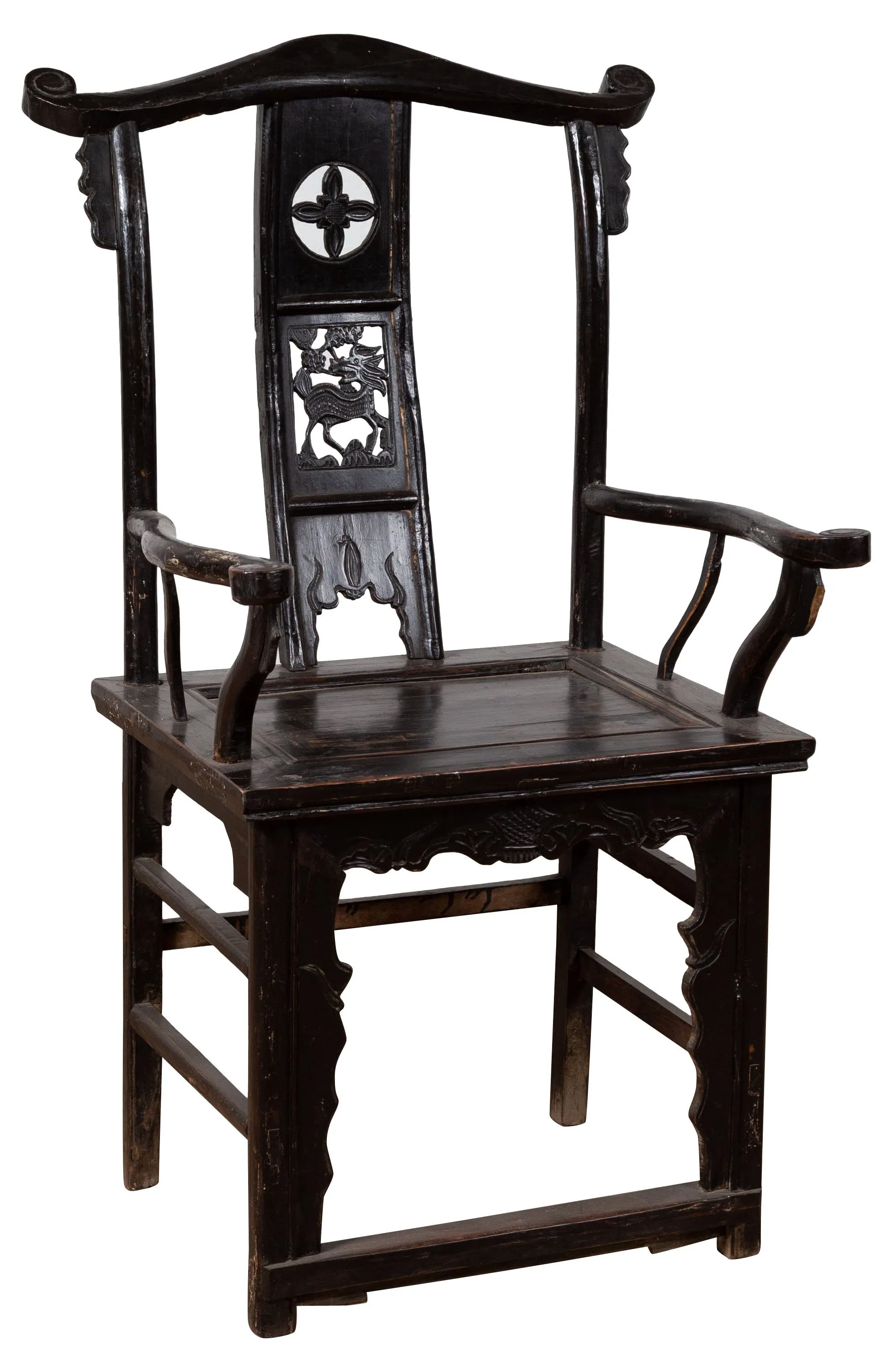 Chinese Elm Dark Patina Dengguayi Chair - FEA Home - Black