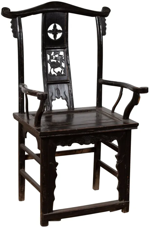 Chinese Elm Dark Patina Dengguayi Chair - FEA Home - Black