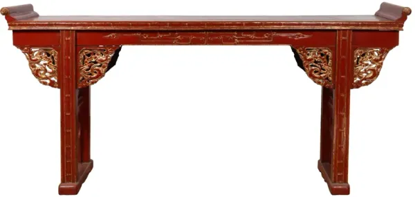 Chinese Red Lacquered Console Table - FEA Home