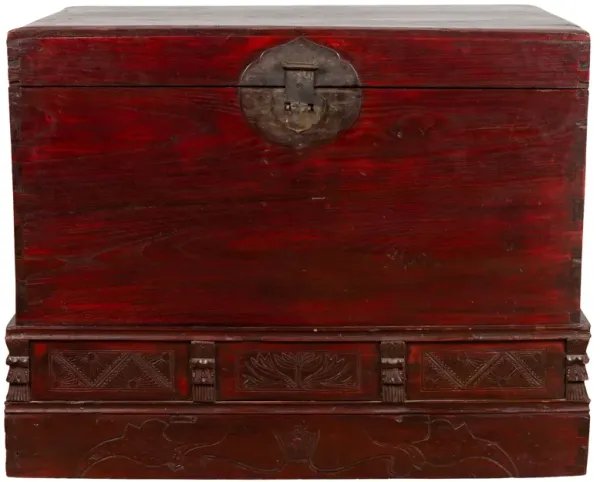 Chinese Antique Red Lacquered Trunk - FEA Home