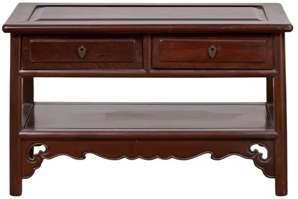 Chinese Vintage Rosewood Low Side Table - FEA Home - Brown
