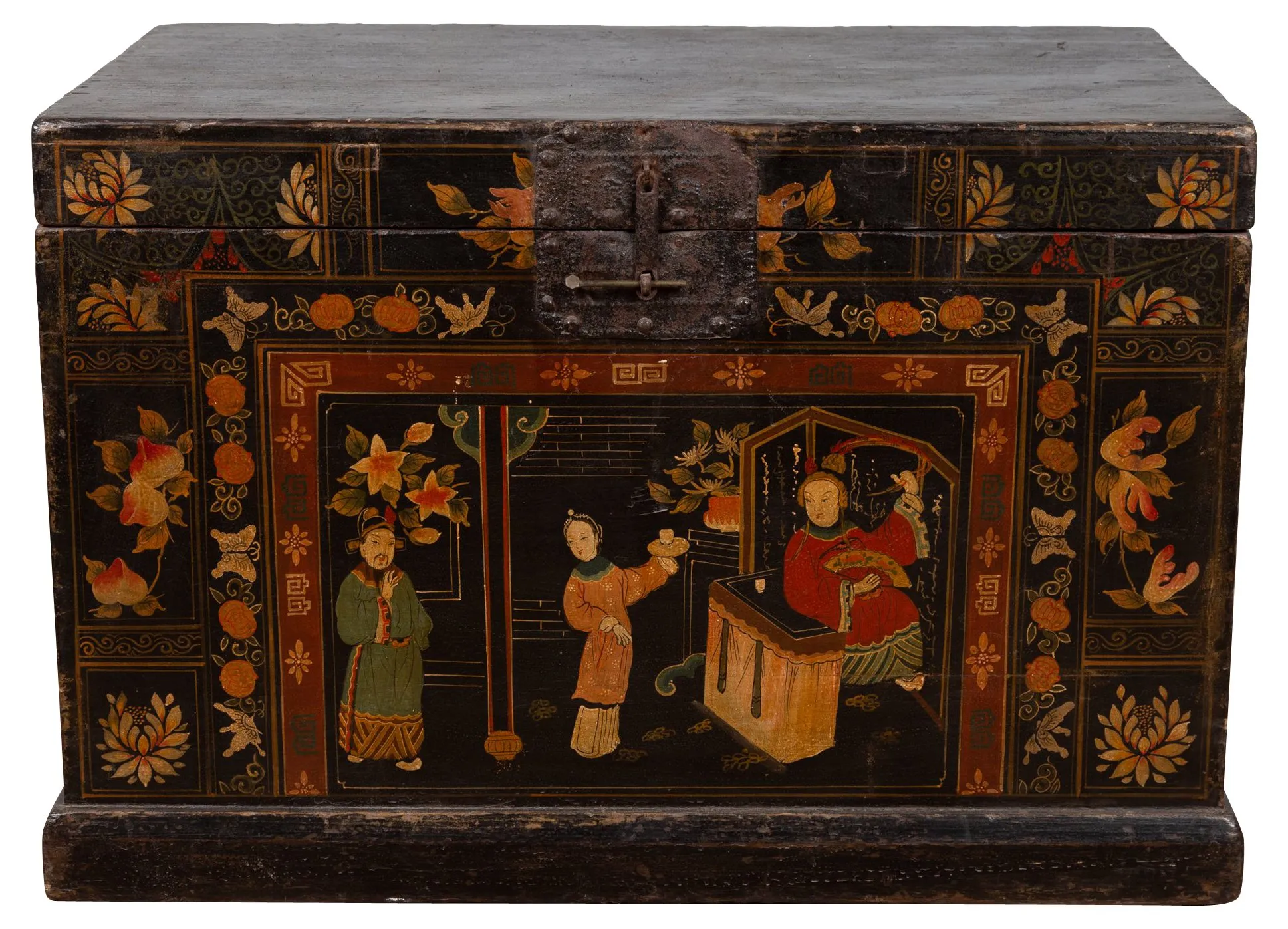 Chinoiserie Black Lacquered Trunk - FEA Home