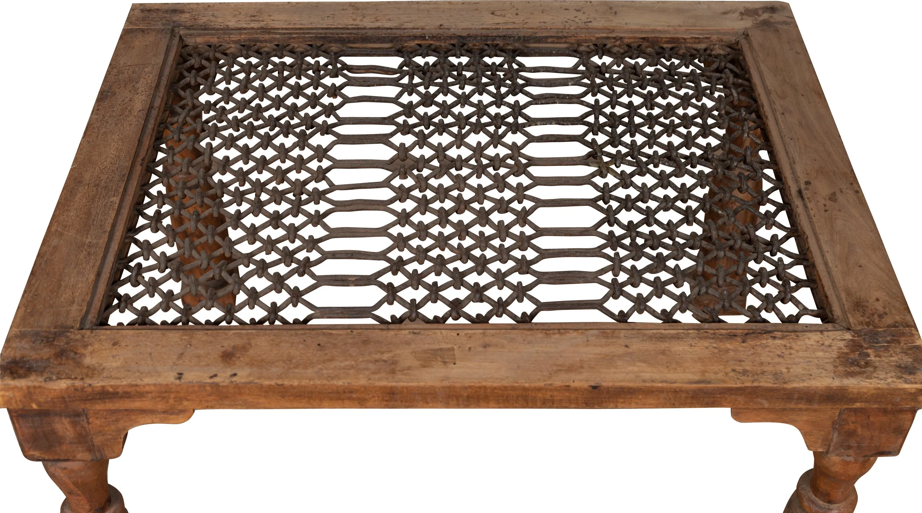 Antique Indian Window Grate Side Table - FEA Home - Brown