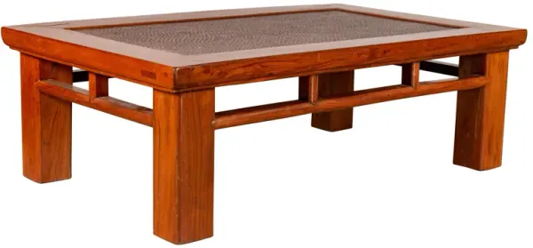 Chinese Square Leg Elm Coffee Table - FEA Home - Brown