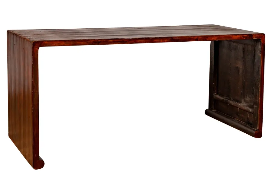 Burmese Vintage Waterfall Console Table - FEA Home - Brown