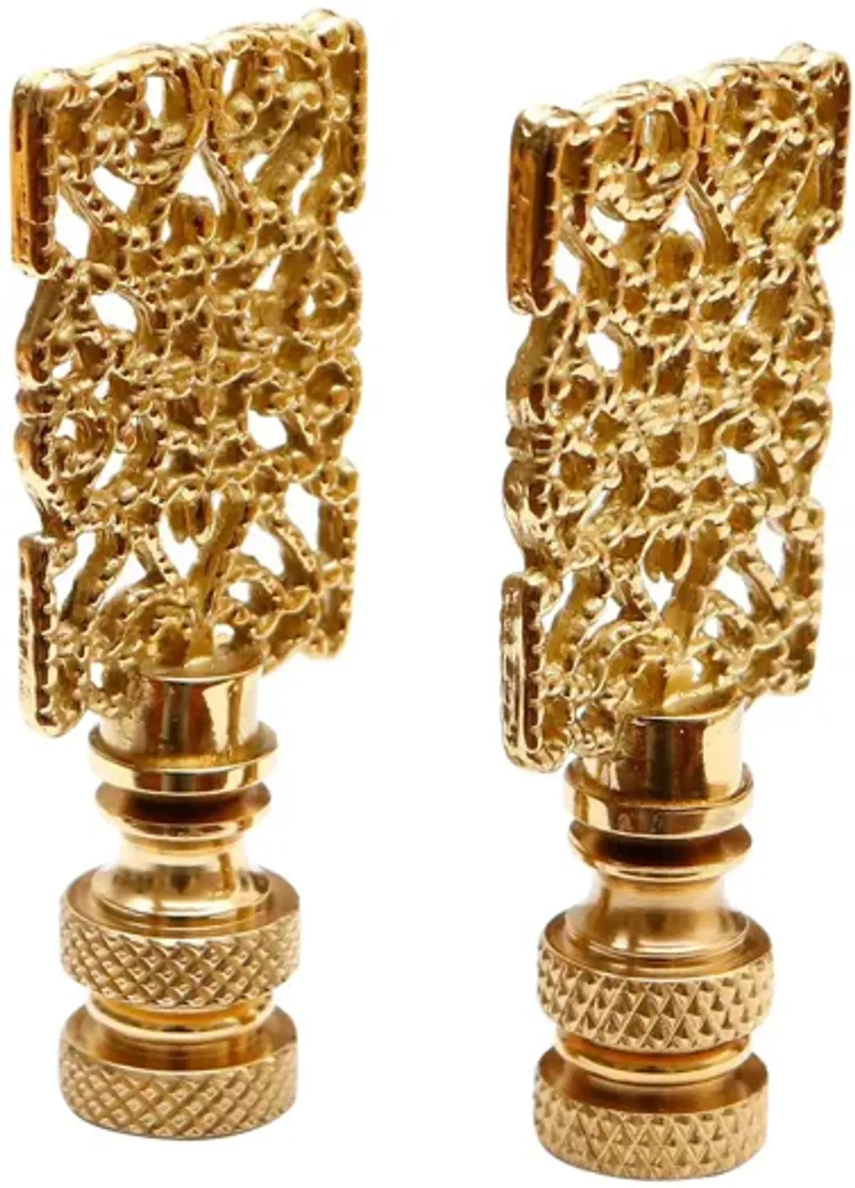 Brass Filigree Lamp Finials - a Pair By Interesting Things - Gold - Fits a standard size lamp harp