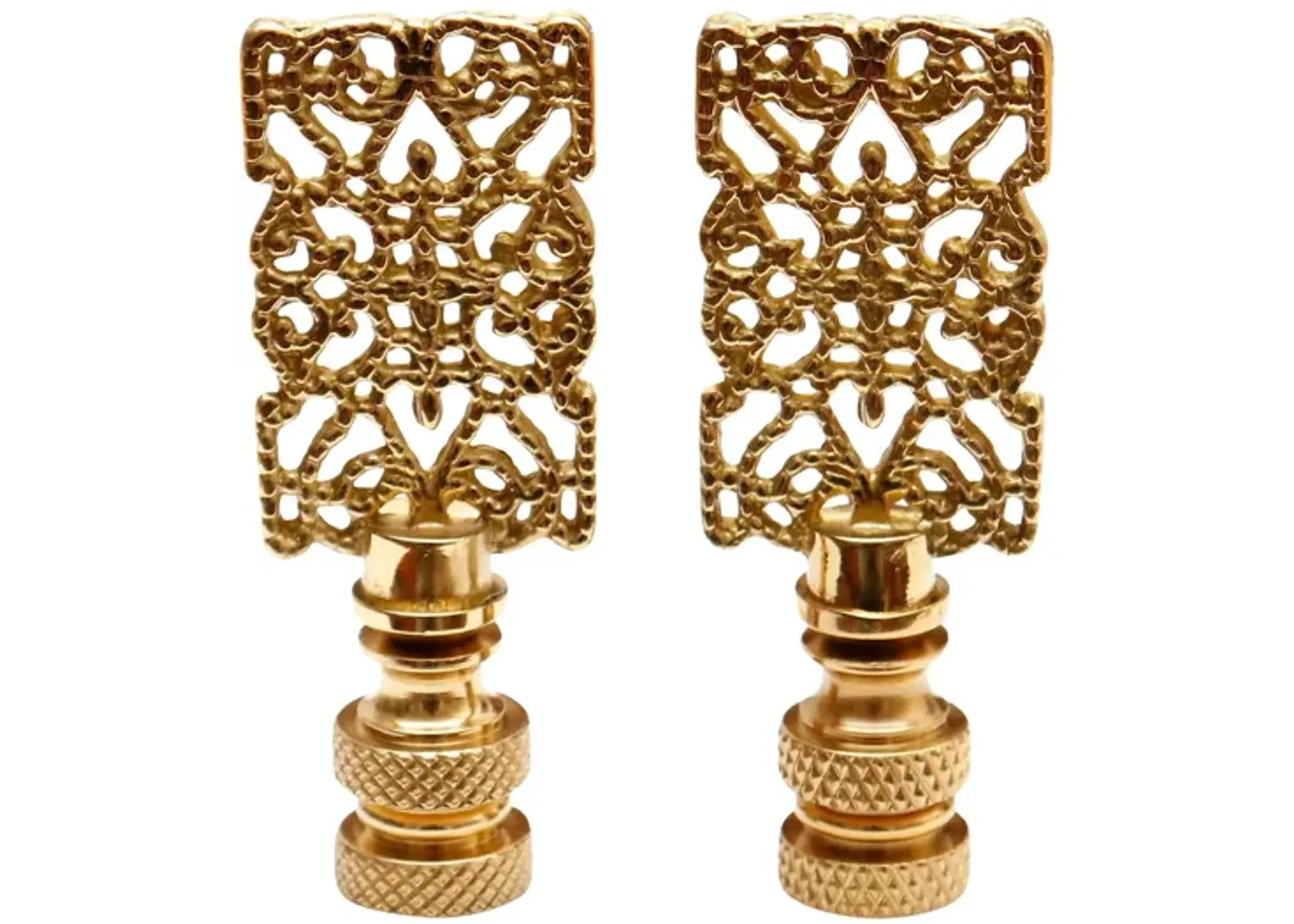 Brass Filigree Lamp Finials - a Pair By Interesting Things - Gold - Fits a standard size lamp harp