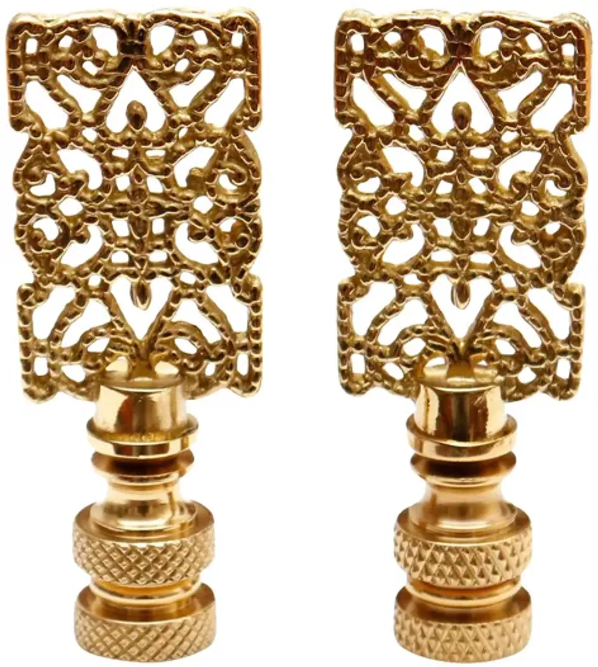 Brass Filigree Lamp Finials - a Pair By Interesting Things - Gold - Fits a standard size lamp harp