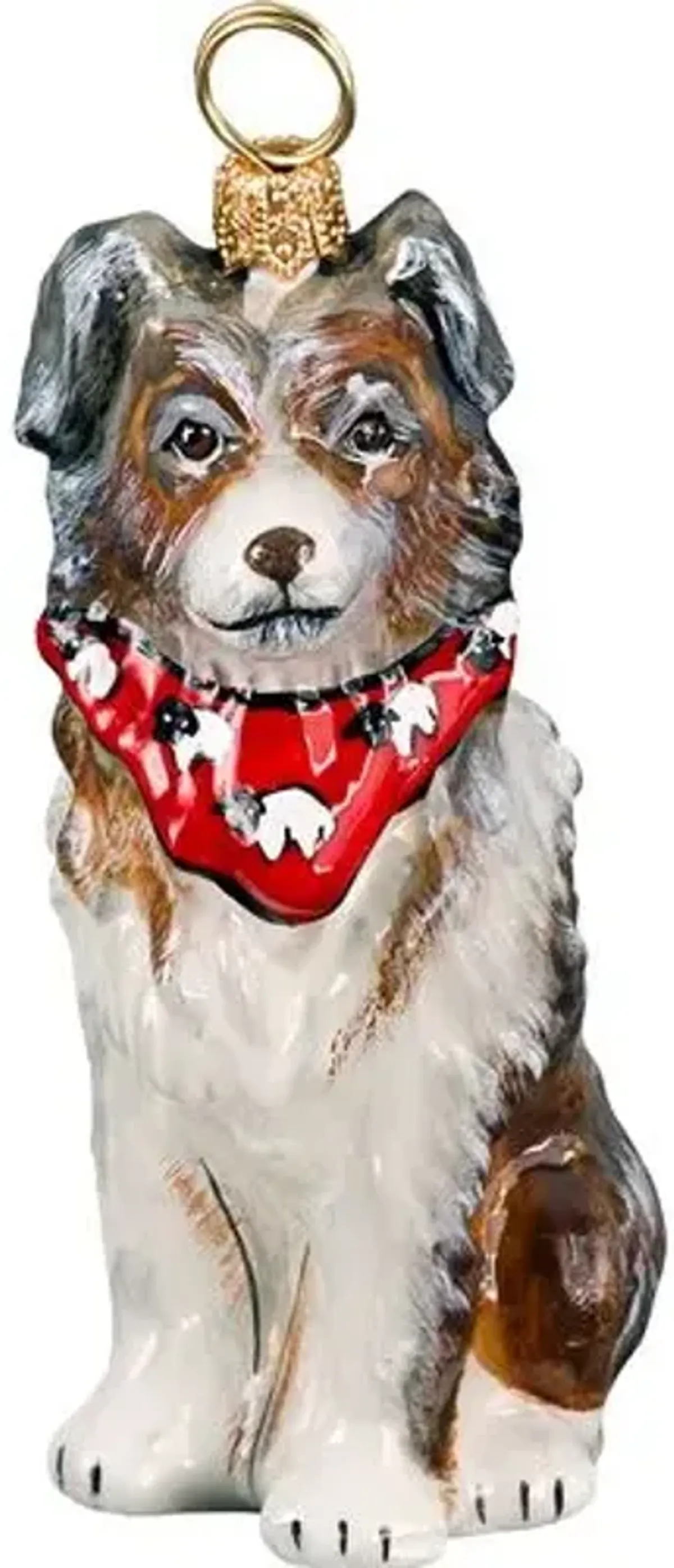 Australian Shepherd with Bandana Ornament - Brown - Handcrafted