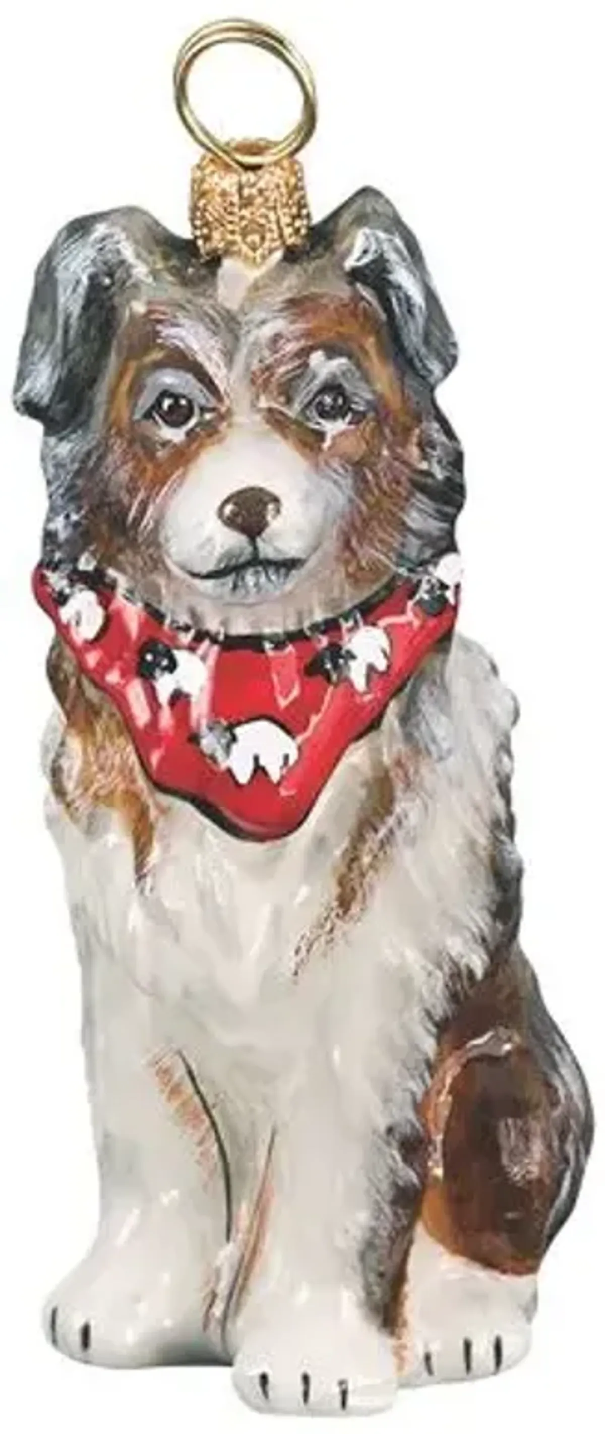 Australian Shepherd with Bandana Ornament - Brown - Handcrafted