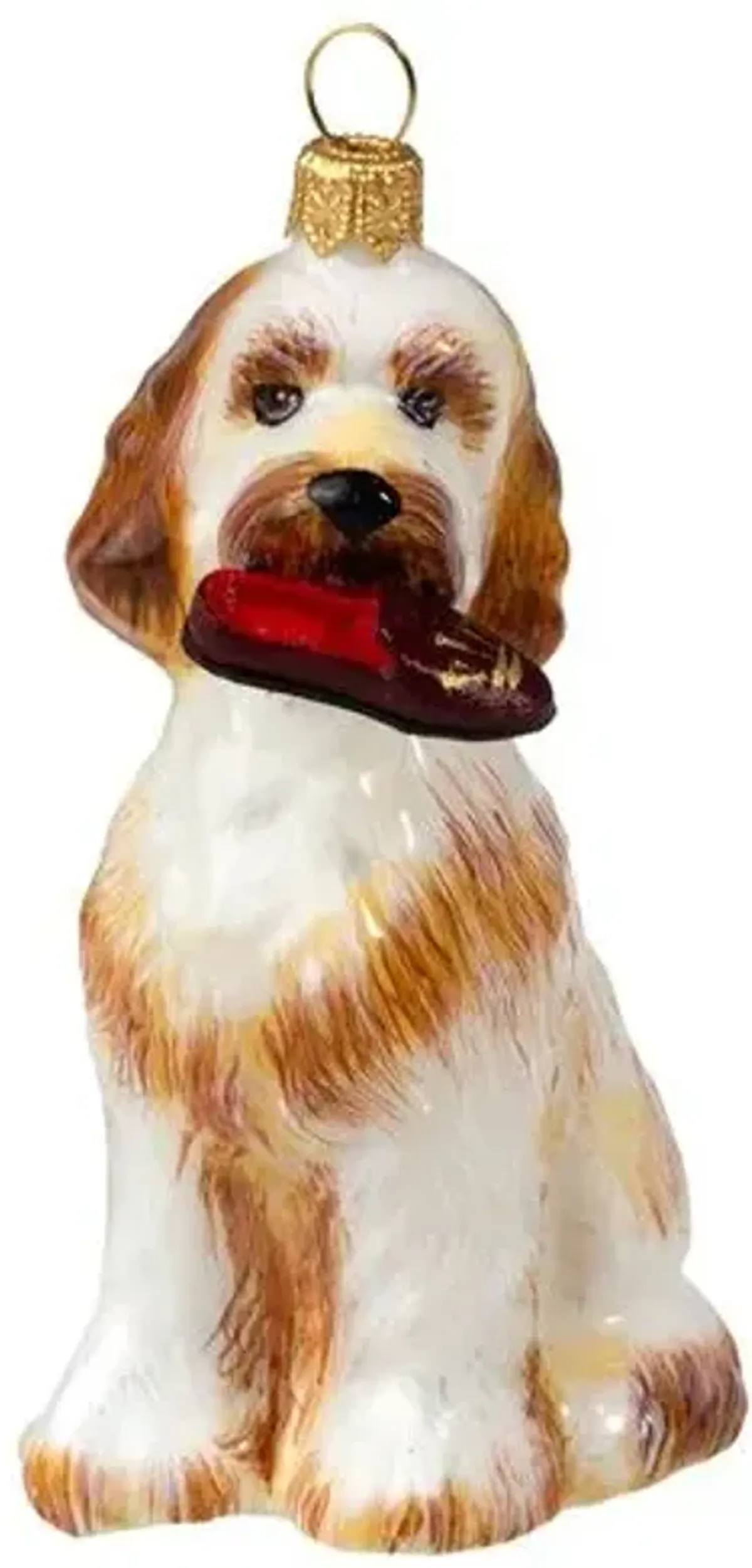 Goldendoodle with Slipper Ornament - Beige - Handcrafted