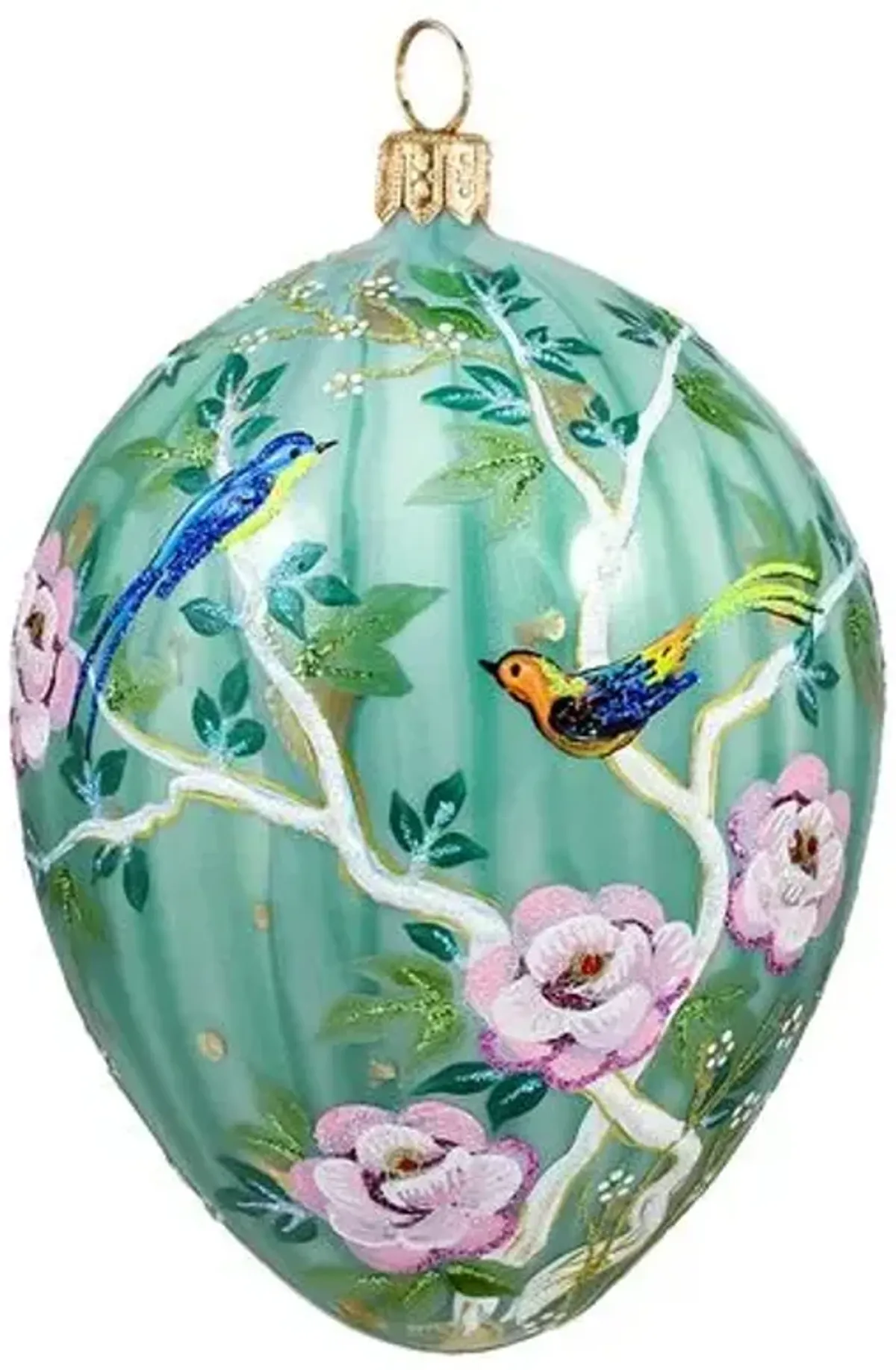 Chinoiserie Jeweled Egg Ornament - Green