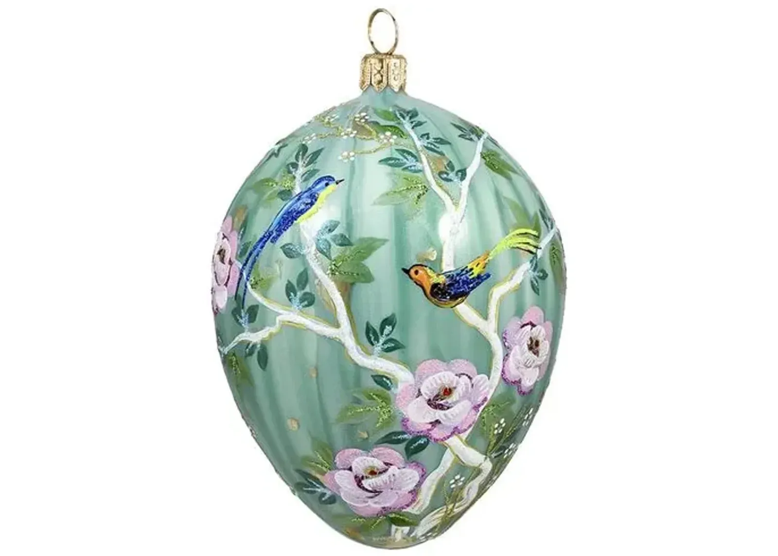 Chinoiserie Jeweled Egg Ornament - Green