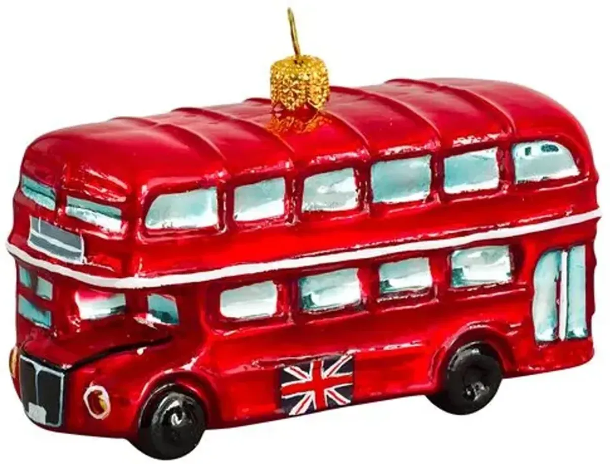 Double-Decker Bus Ornament - Red