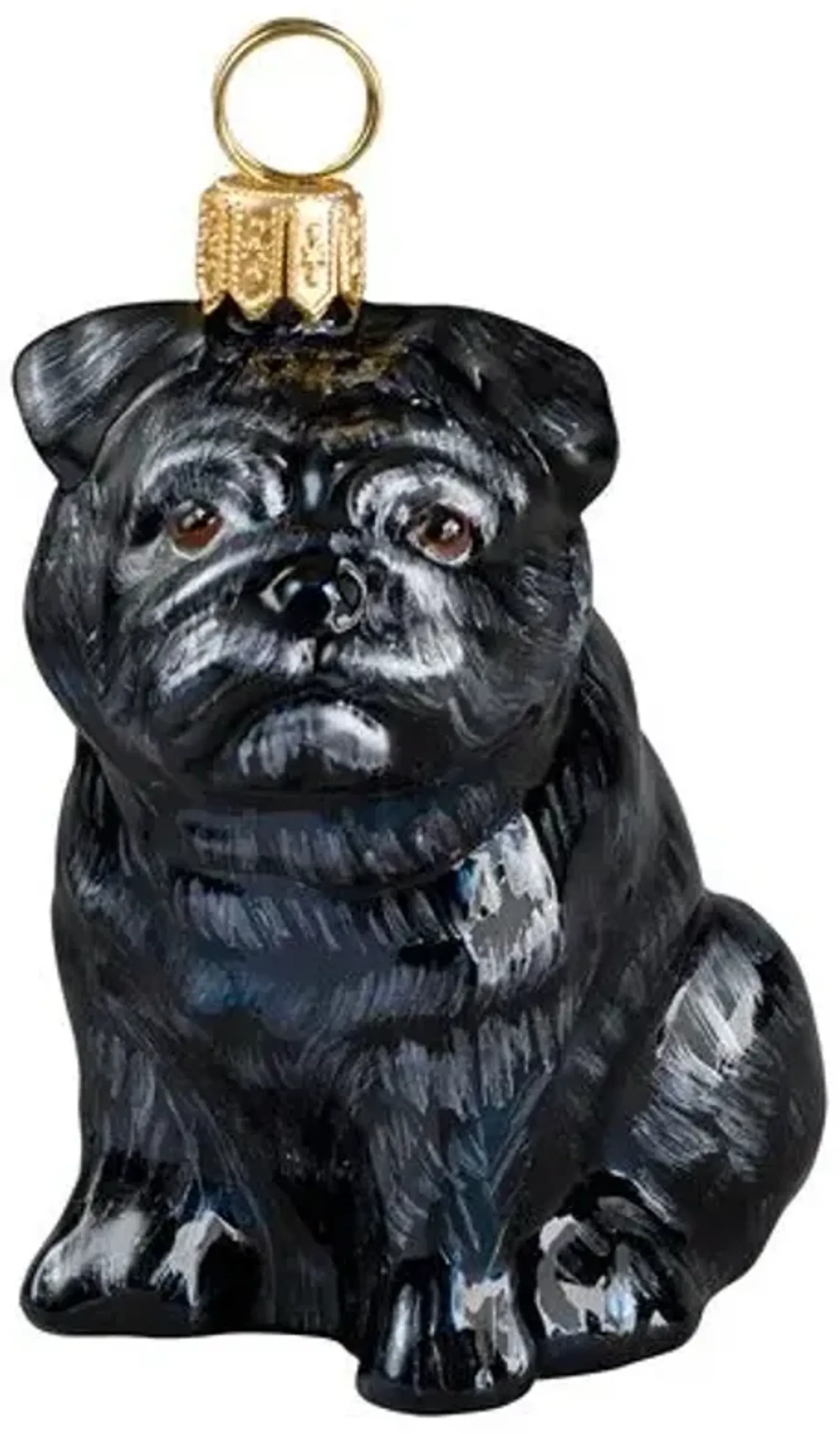 Pug Ornament - Black - Handcrafted