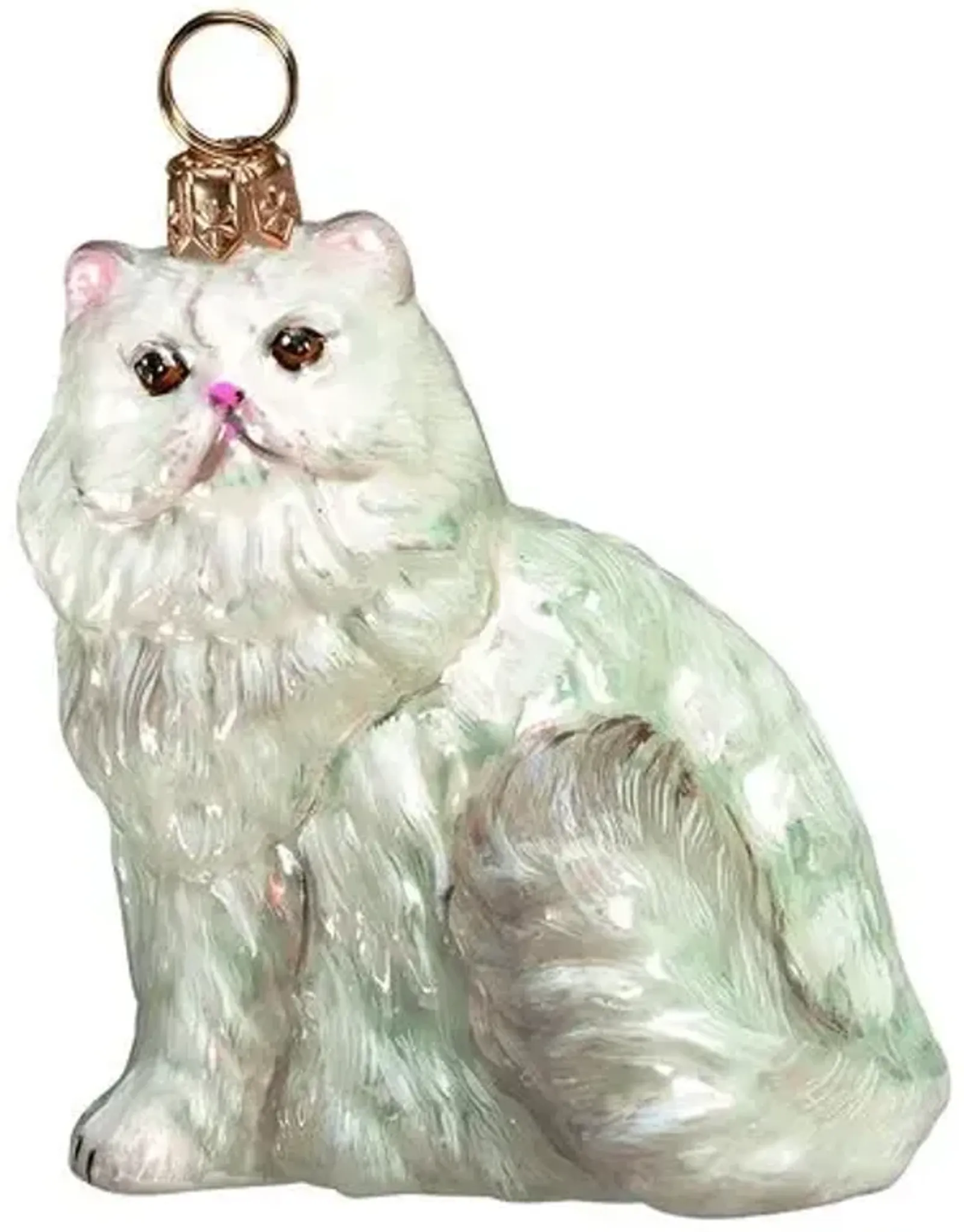 Persian Cat Ornament - White - Handcrafted