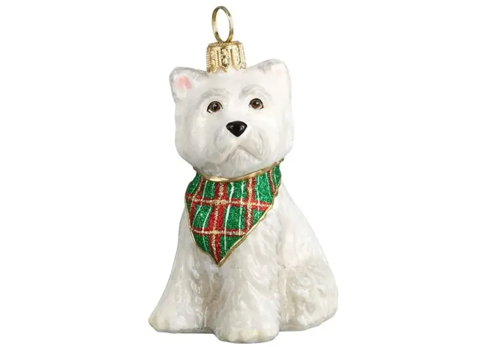 Westie Puppy with Bandana Ornament - White - Handcrafted