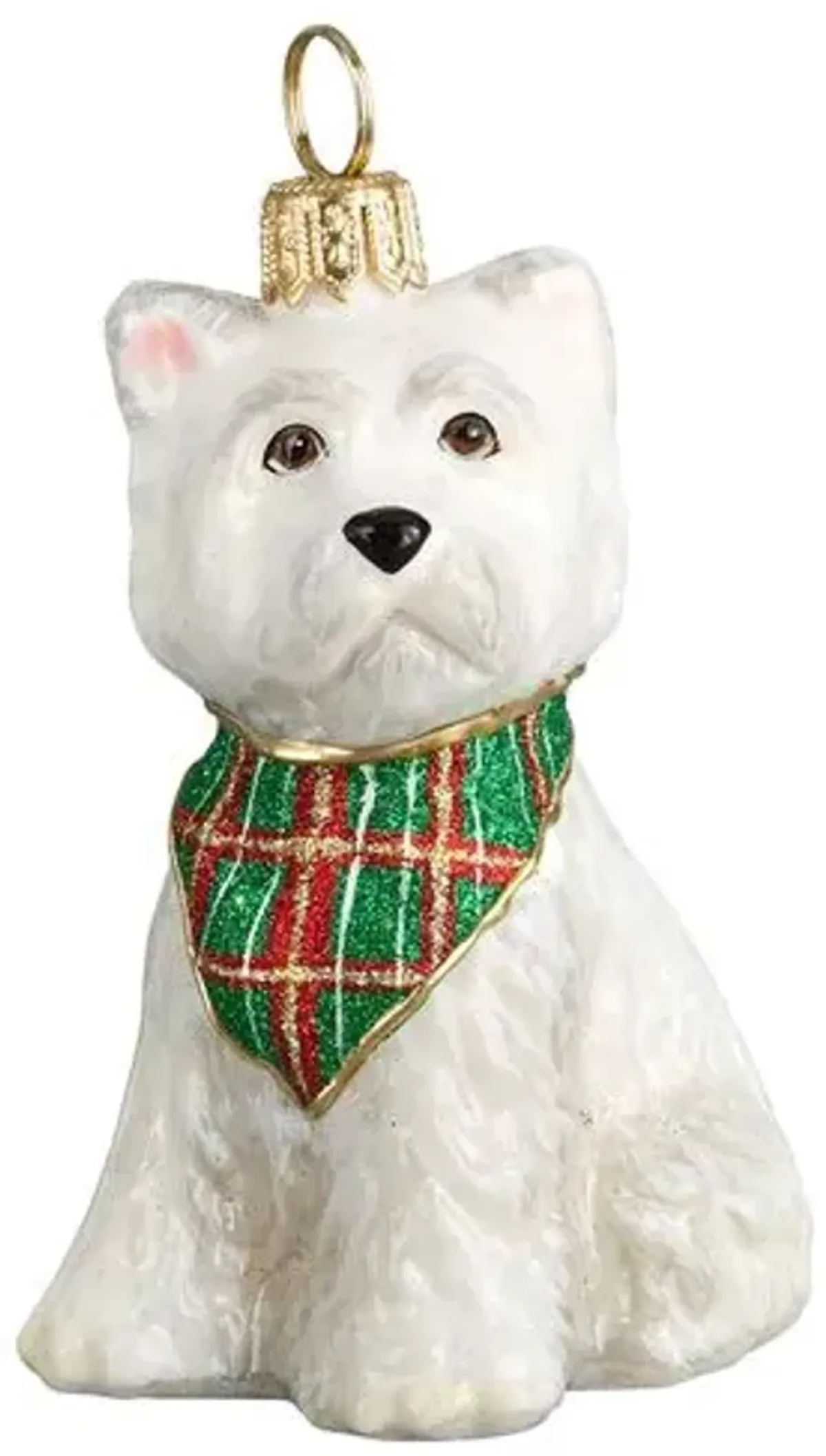 Westie Puppy with Bandana Ornament - White - Handcrafted