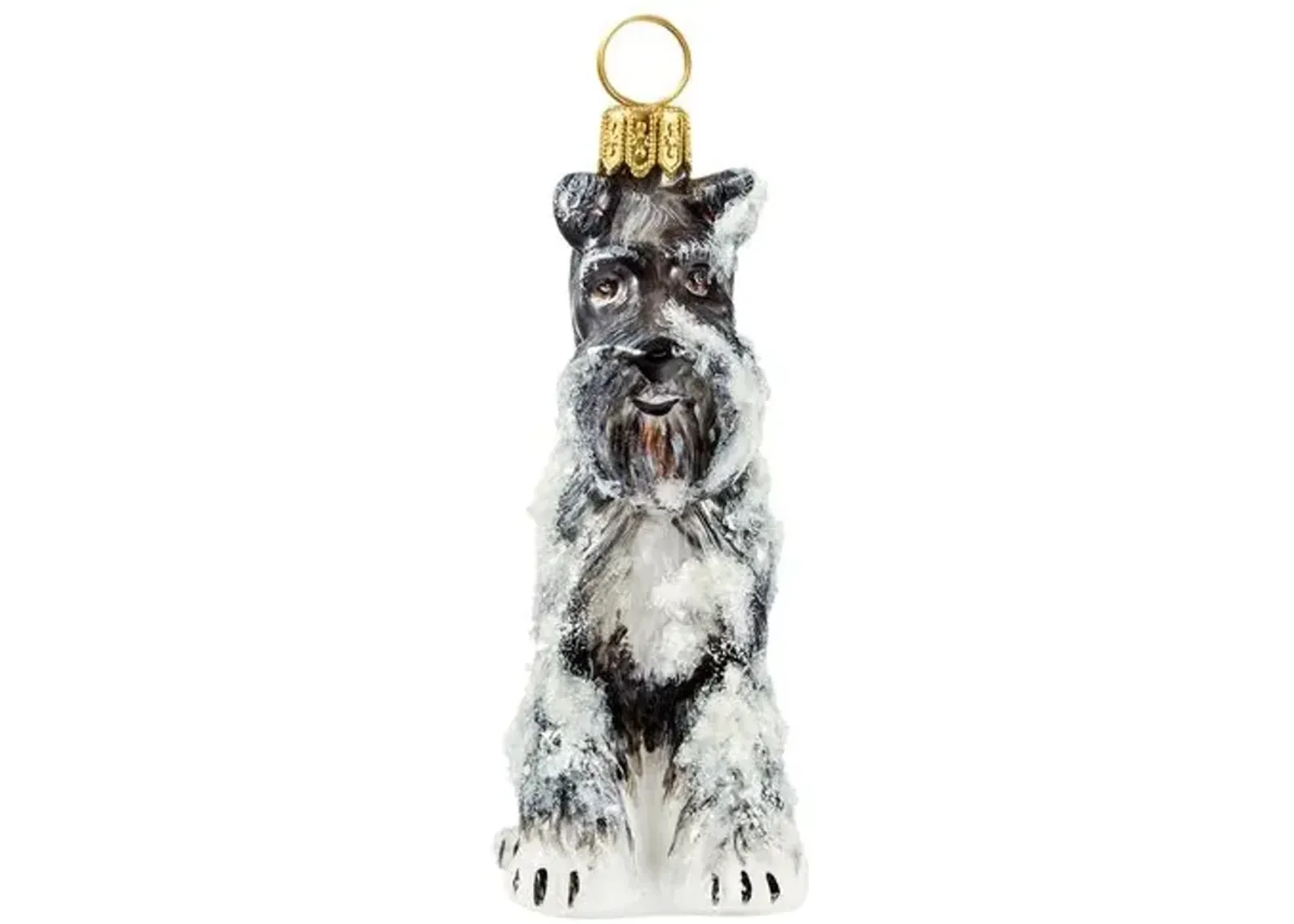 Snowy Schnauzer Ornament - Gray/White - Handcrafted