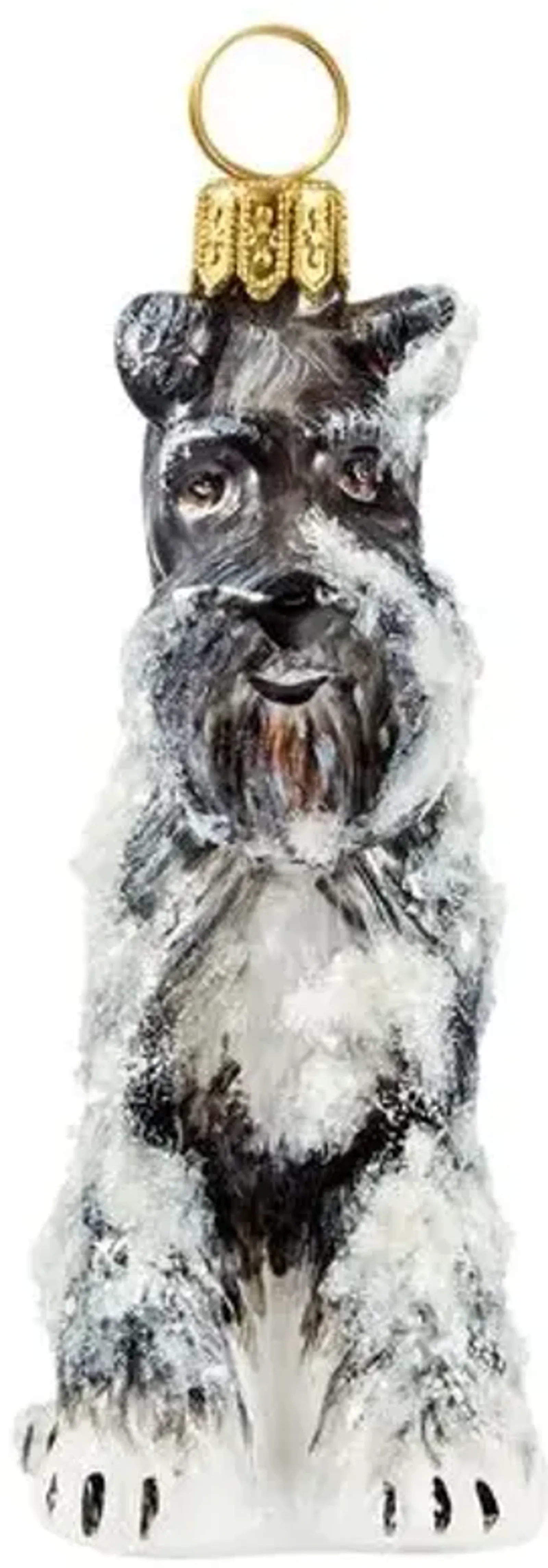 Snowy Schnauzer Ornament - Gray/White - Handcrafted