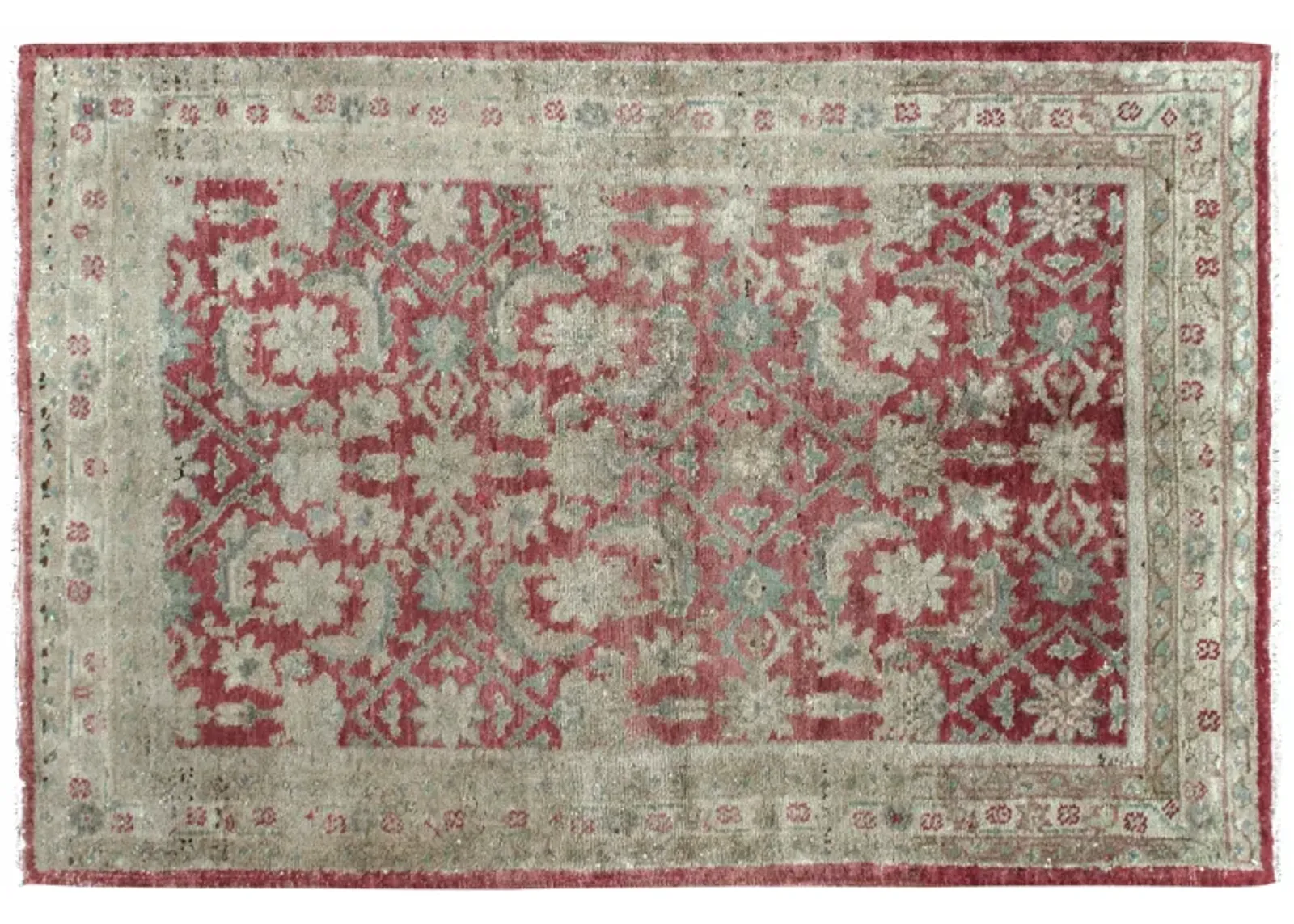 Turkish Oushak Rug - 3'6" x 5'4" - red - red