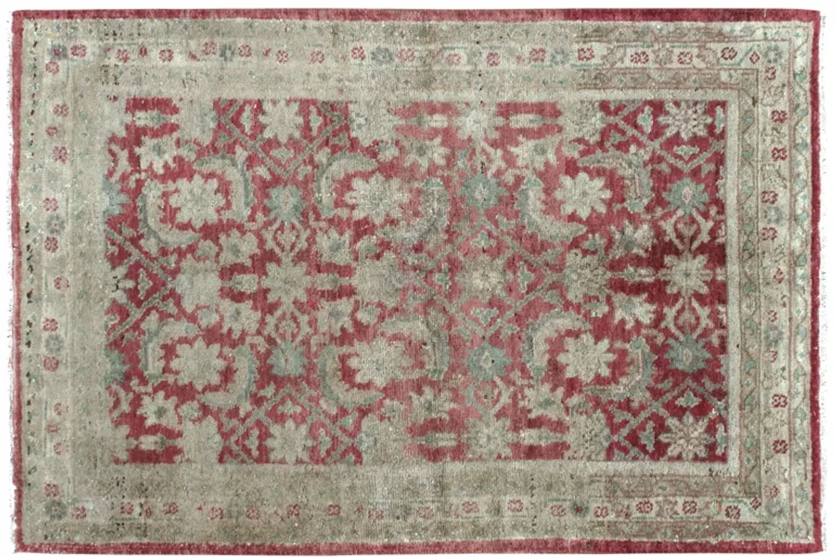 Turkish Oushak Rug - 3'6" x 5'4" - red - red