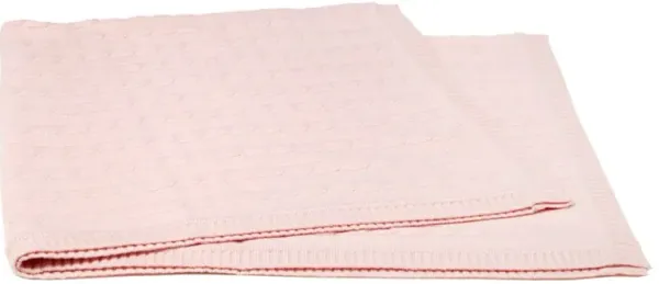 Cable-Knit Cashmere-Blend Baby Blanket, Baby Pink