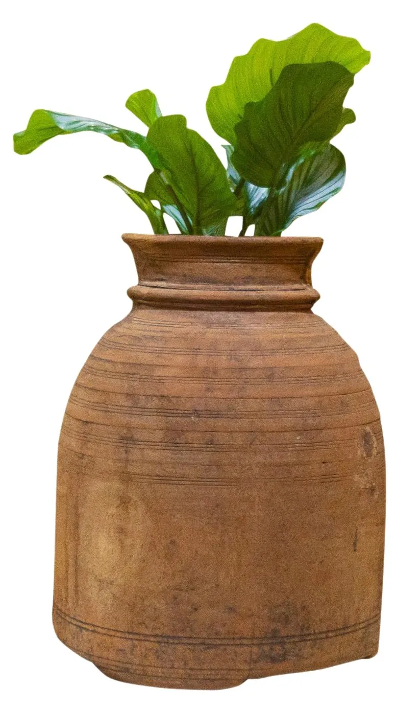 Bahi Nepalese Tribal Ghee Outdoor Pot - de-cor - Brown