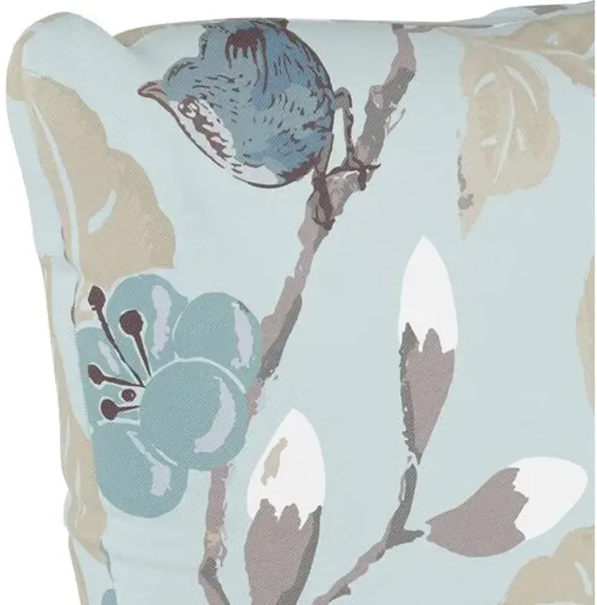 Laurel Floral Pillow - Soft Blue