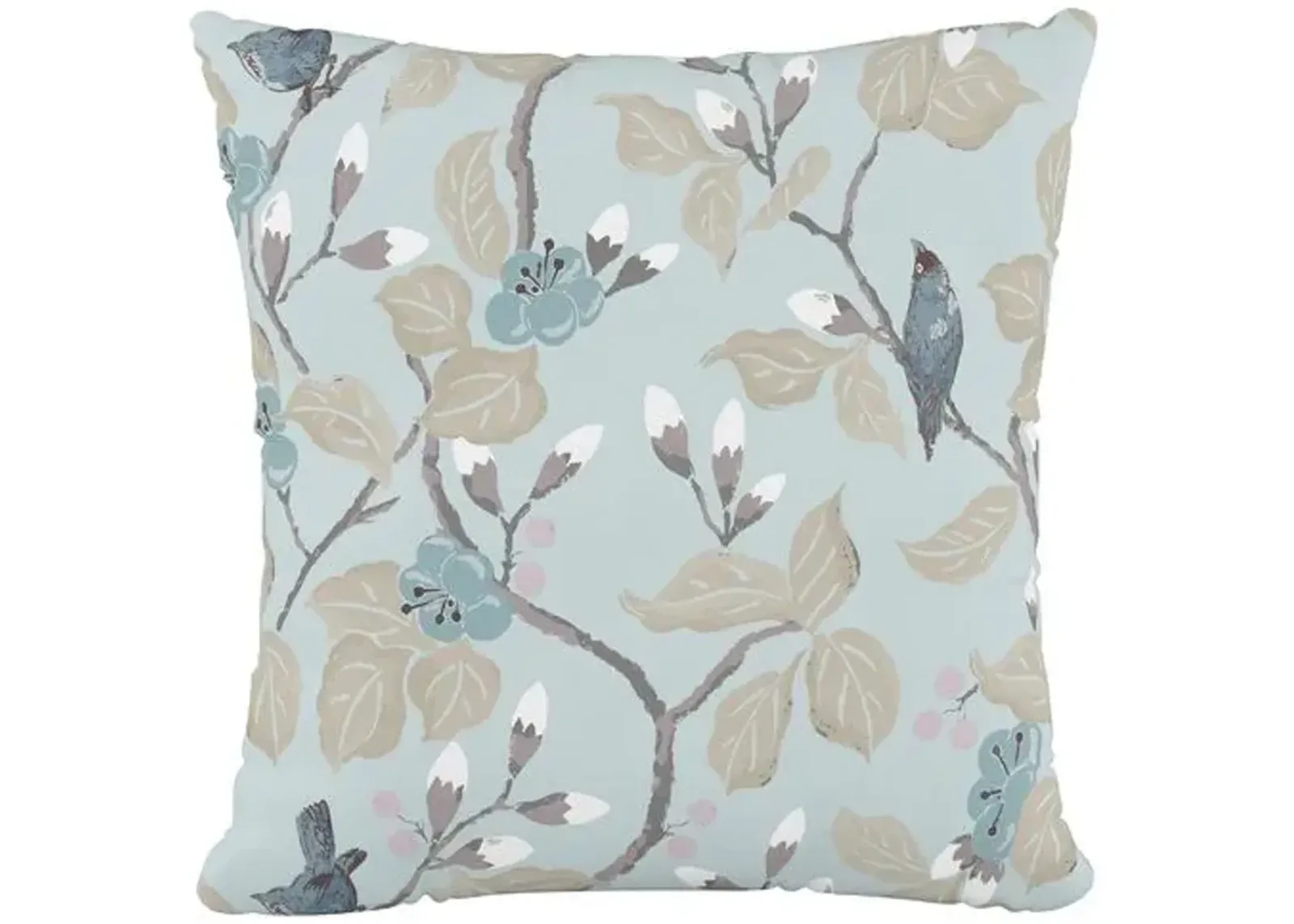 Laurel Floral Pillow - Soft Blue