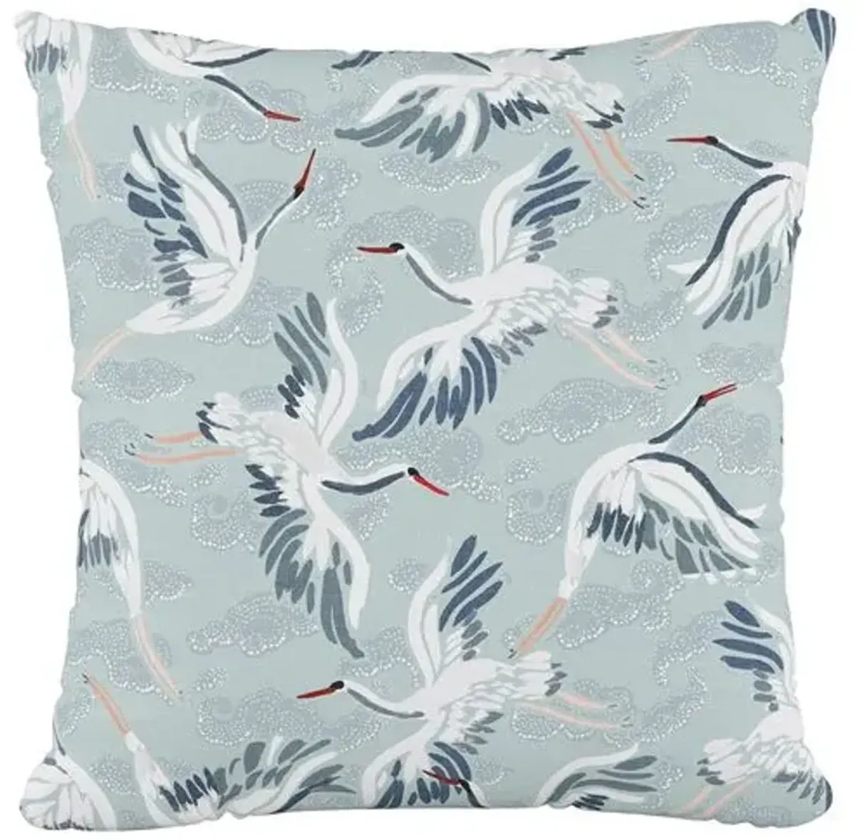 Cranes Pillow - Seafoam