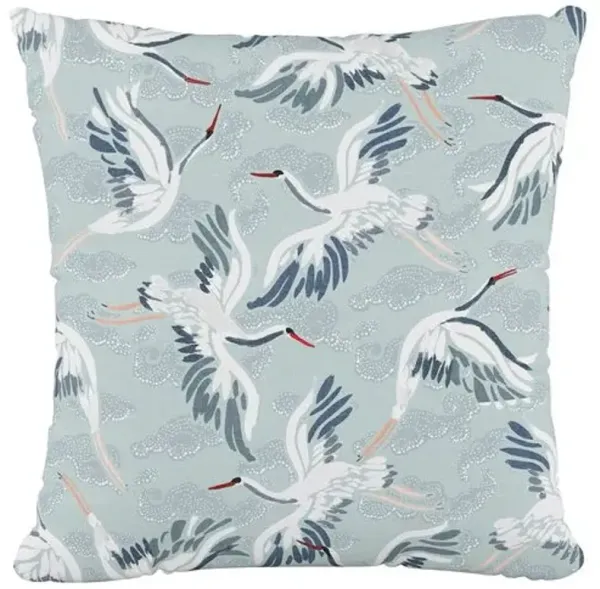 Cranes Pillow - Seafoam