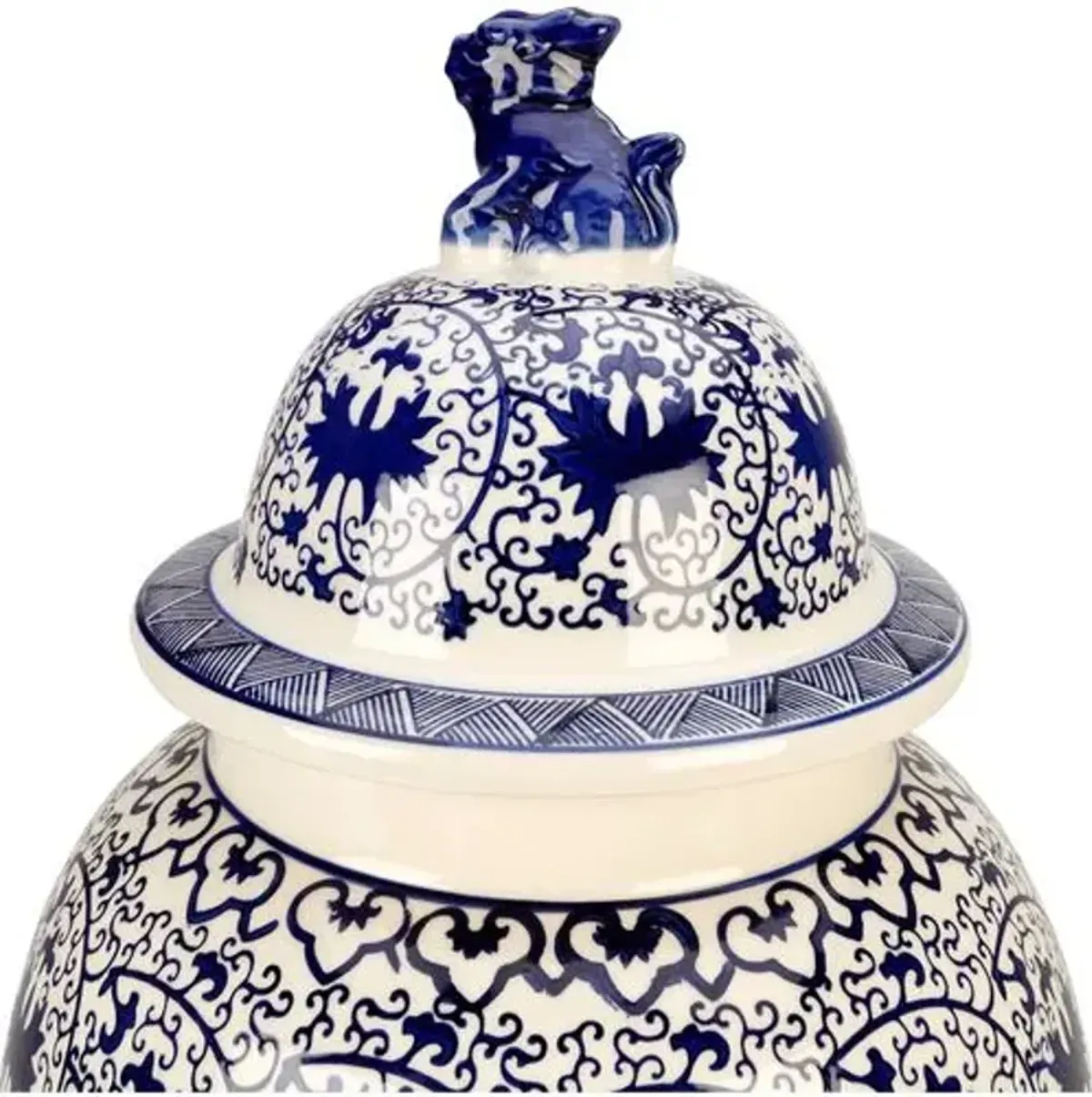 Foo Dog Temple Jar - Blue/White