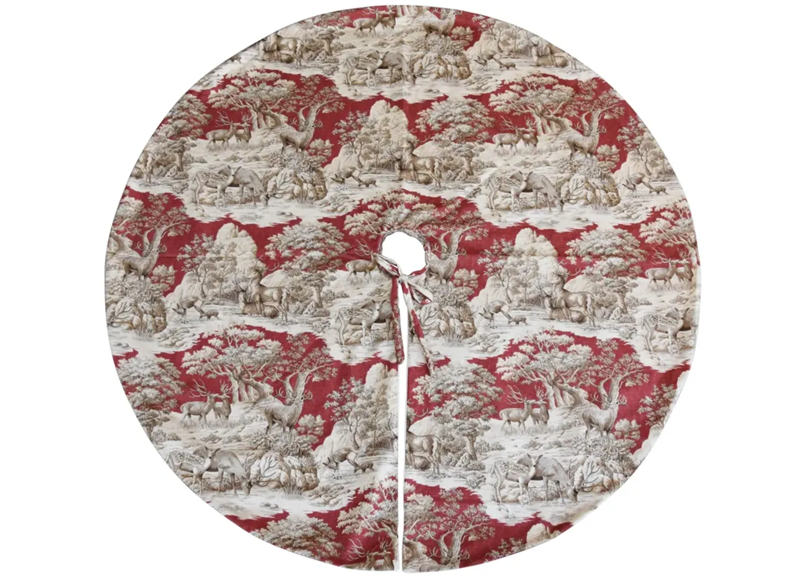 53" Woodland Deer Tree Skirt - Red