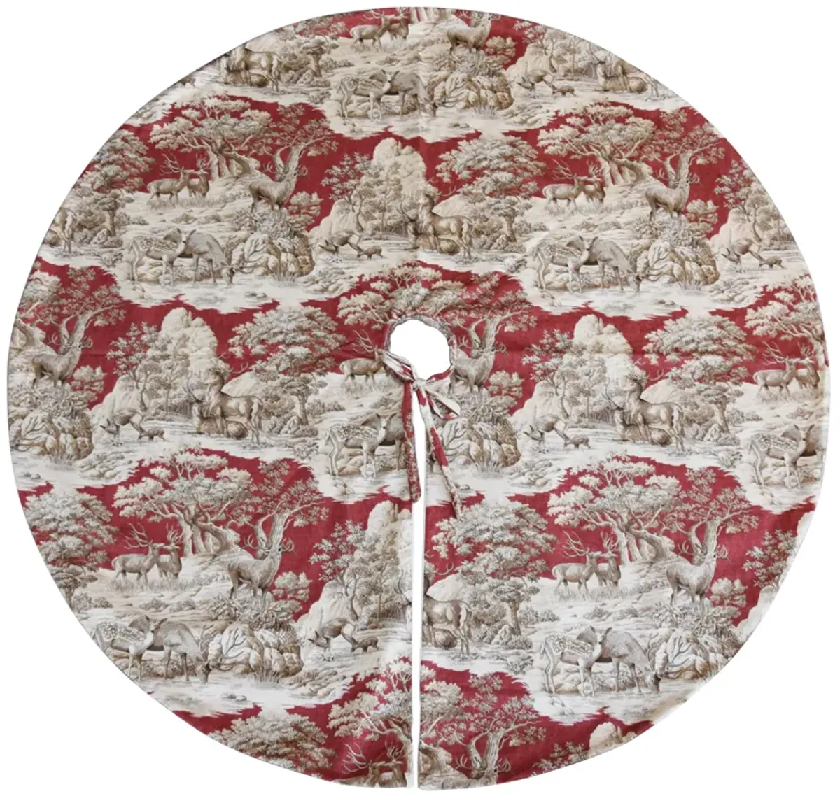 53" Woodland Deer Tree Skirt - Red