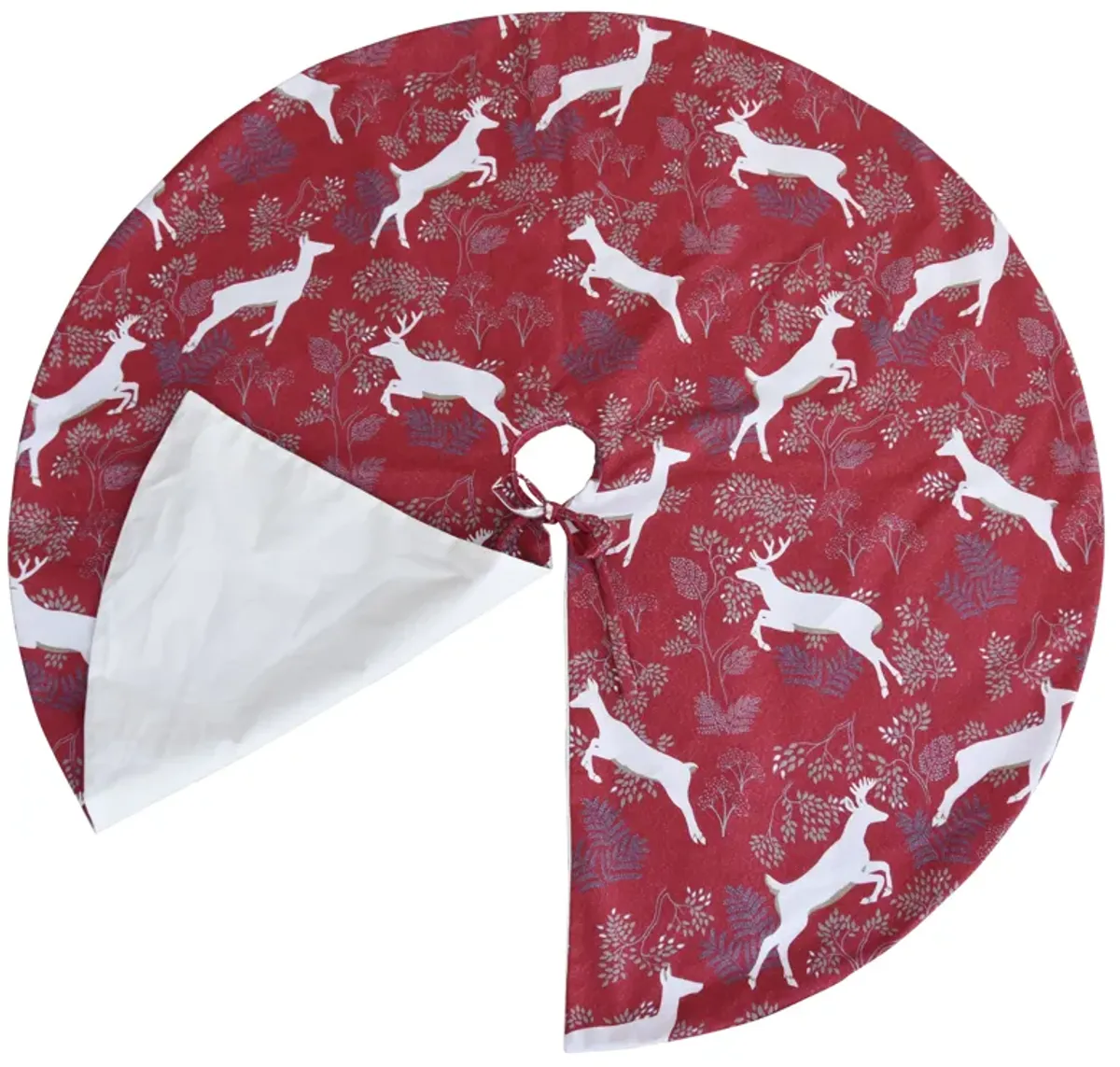 53" Leaping Deer Tree Skirt - Red