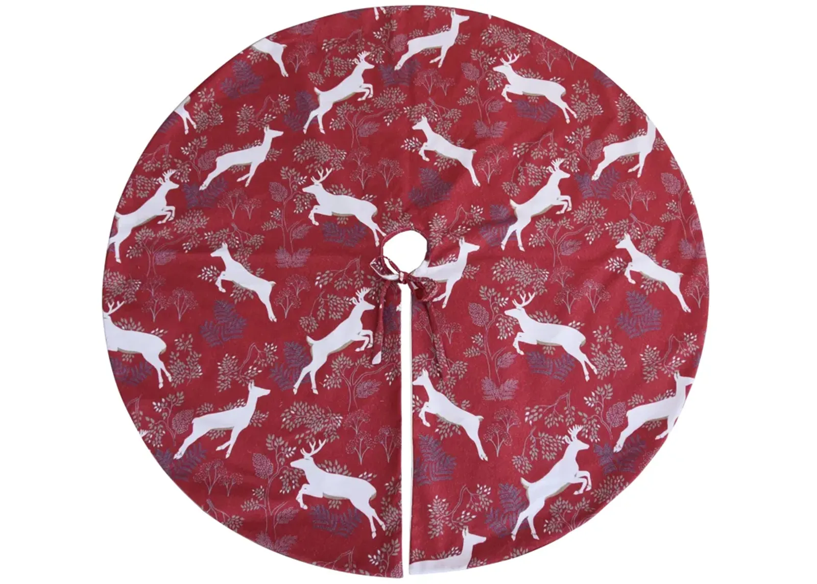 53" Leaping Deer Tree Skirt - Red