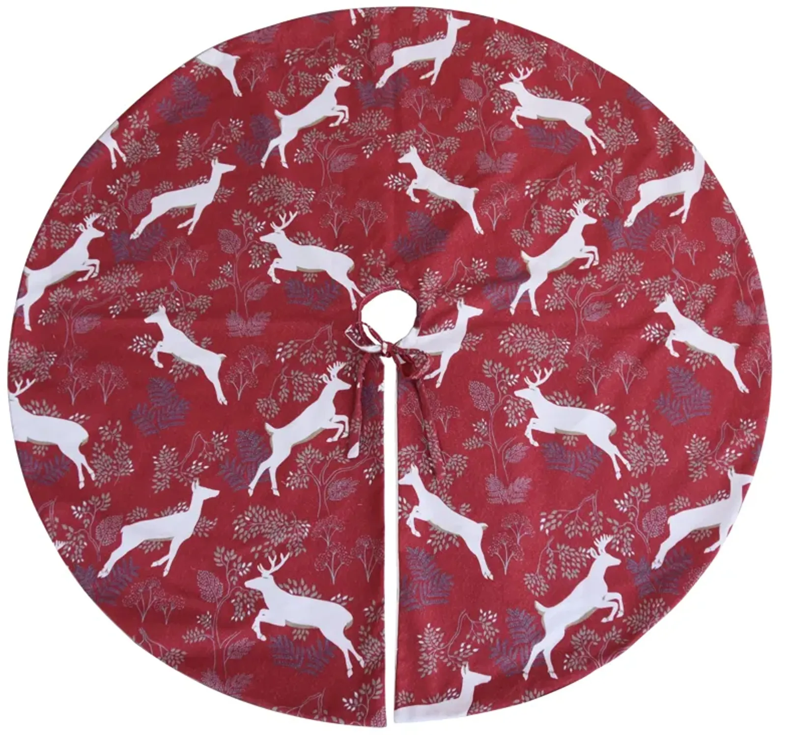 53" Leaping Deer Tree Skirt - Red